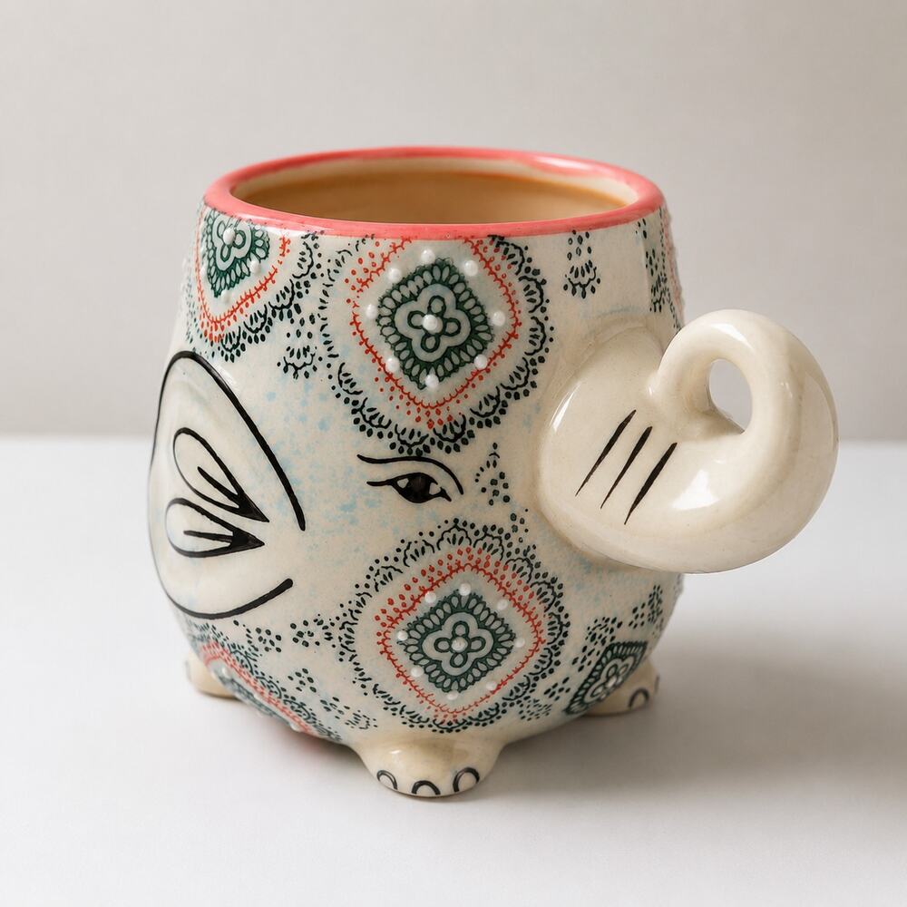 Nature’s Home Boho Elephant Mug 16 oz Ceramic Coffee Cup - Picture 2 of 10